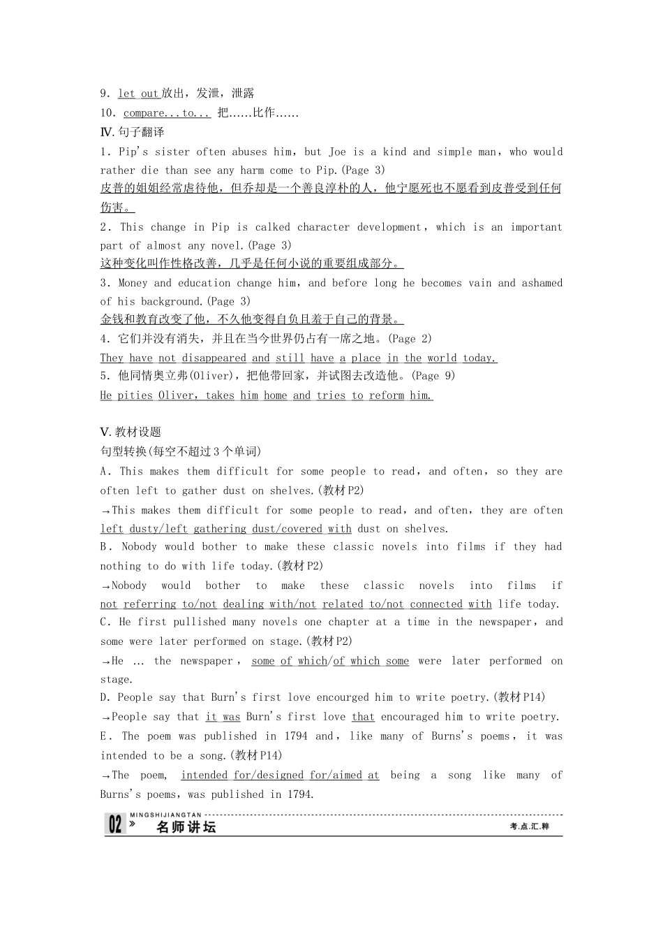 高考英语总复习 课前热身+名师讲坛 Unit1 The written word 牛津版必修8（江苏专用）_第2页