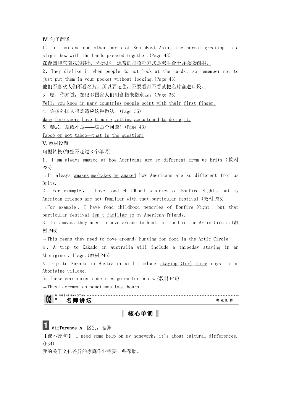 高考英语总复习 课前热身+名师讲坛 Unit3 Understanding each other 牛津版必修6（江苏专用）_第2页