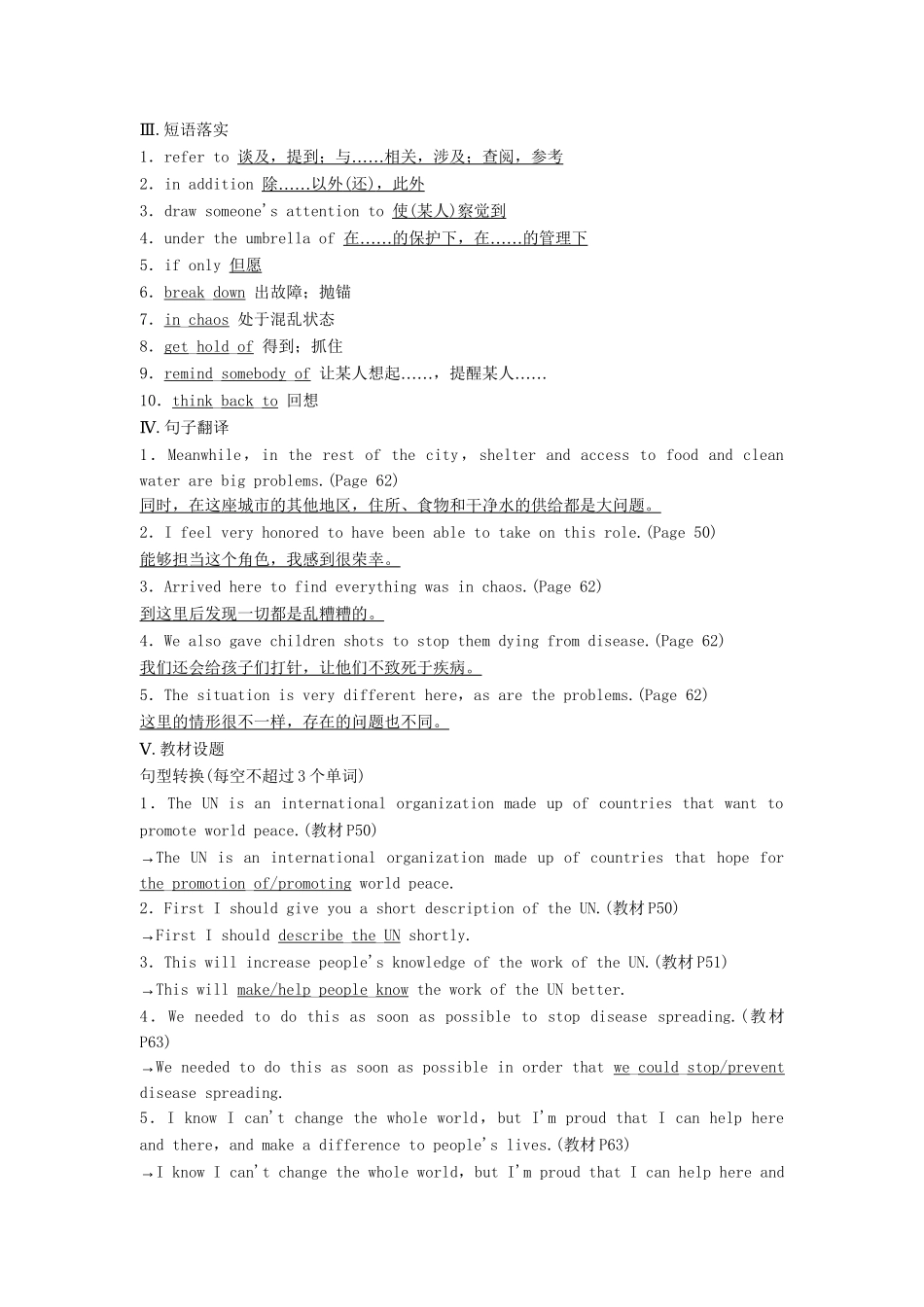 高考英语总复习 课前热身+名师讲坛 Unit4 Helping people around the world 牛津版必修6（江苏专用）_第3页