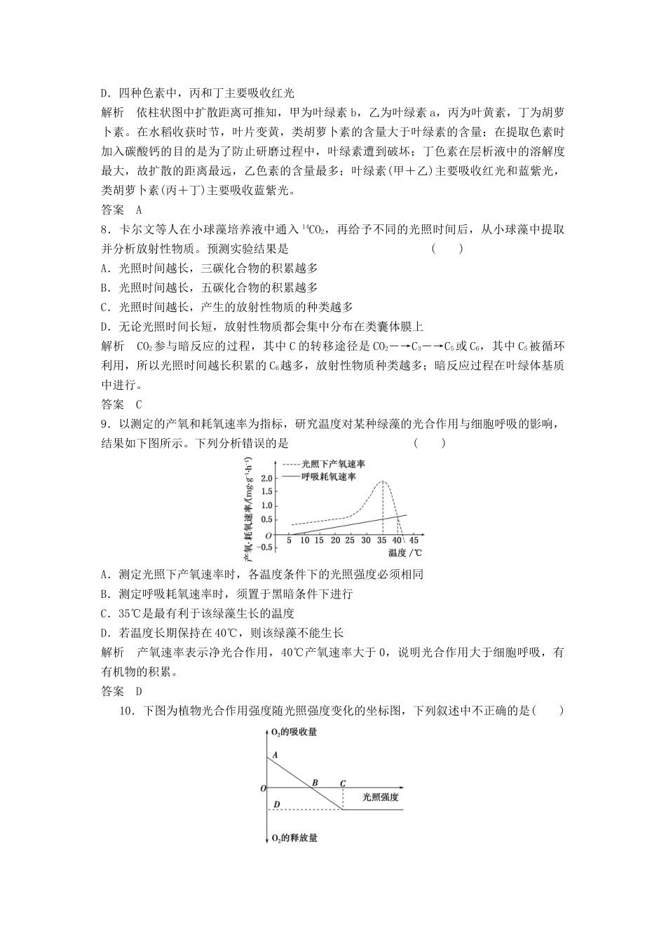 高考生物一轮复习 1-3-3 能量之源 光与光合作用课时训练 新人教版必修1_第3页
