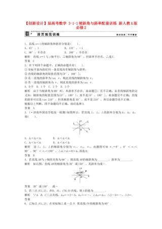 高考数学 311倾斜角与斜率配套训练 新人教A版必修2