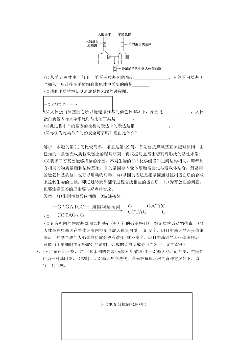 高考生物一轮复习 2-3-3 从杂交育种到基因工程限时训练_第3页