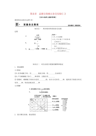 高考生物一轮复习方案 1-2 孟德尔的豌豆杂交实验（二） 新人教版必修2