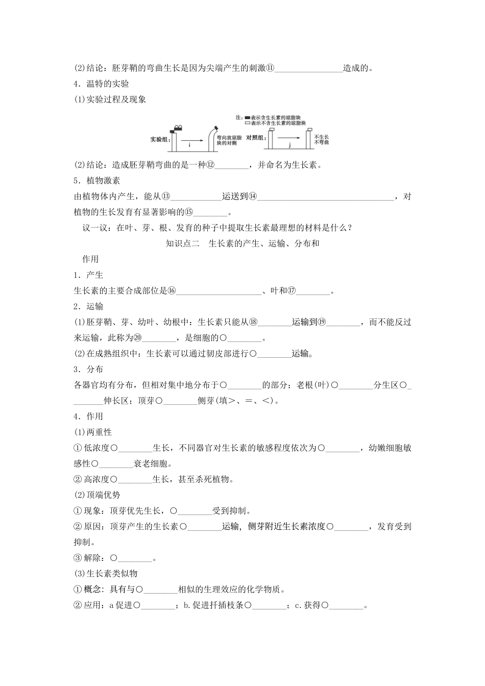 高考生物一轮复习方案 1-5 植物的激素调节 新人教版必修3_第2页