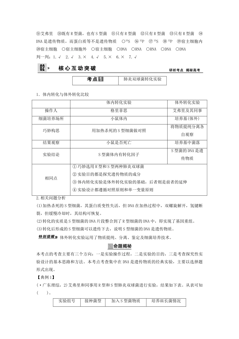 高考生物一轮复习方案 2-1 DNA是主要的遗传物质 新人教版必修2_第3页