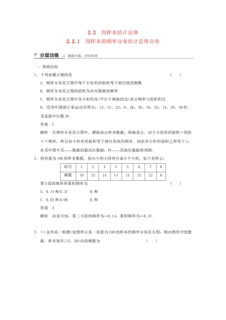 学高中数学 2.2.1 用样本的频率分布估计总体分布检测试题 新人教A版必修3