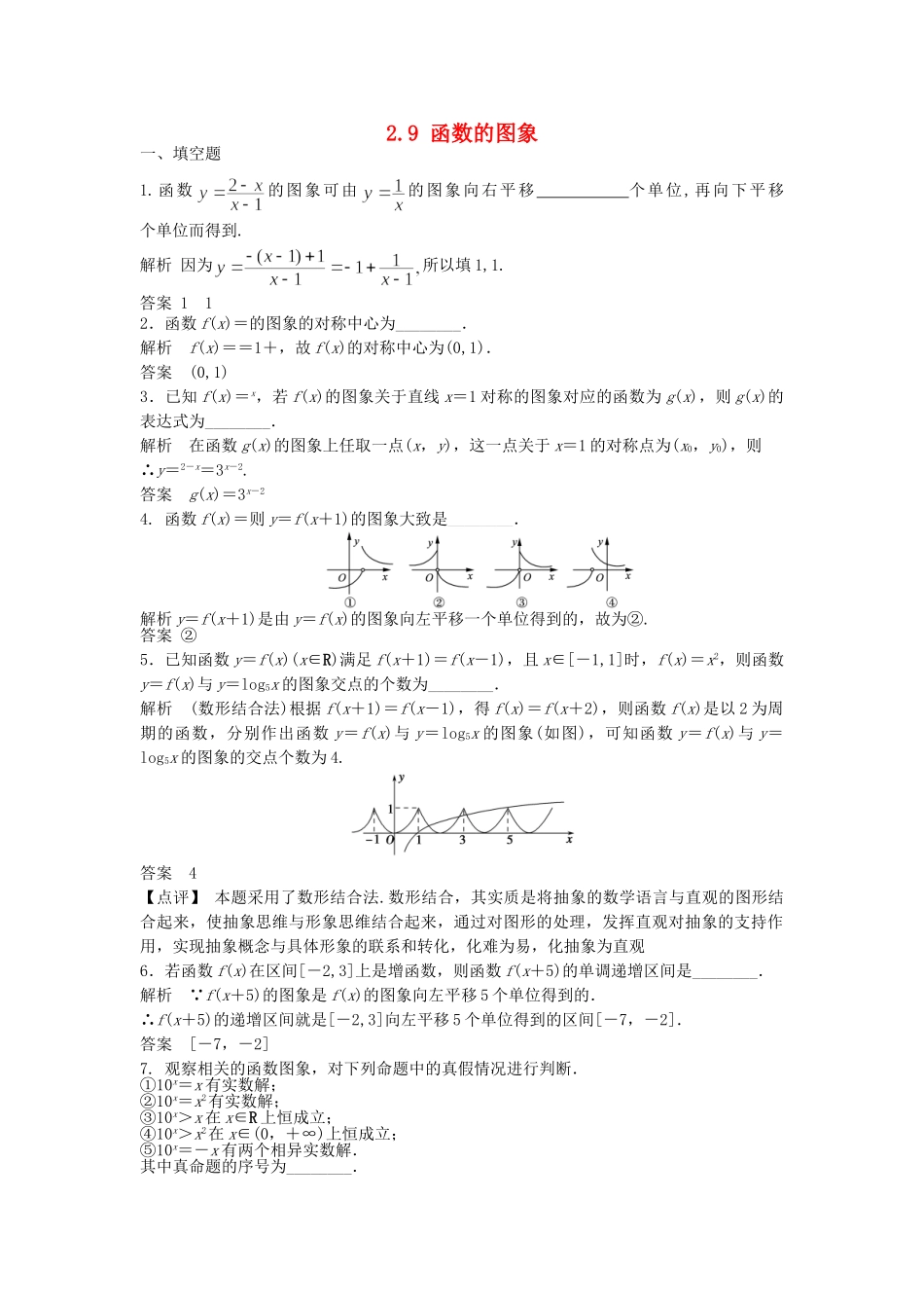 高考数学一轮复习 2.8 函数的图象 理 苏教版_第1页