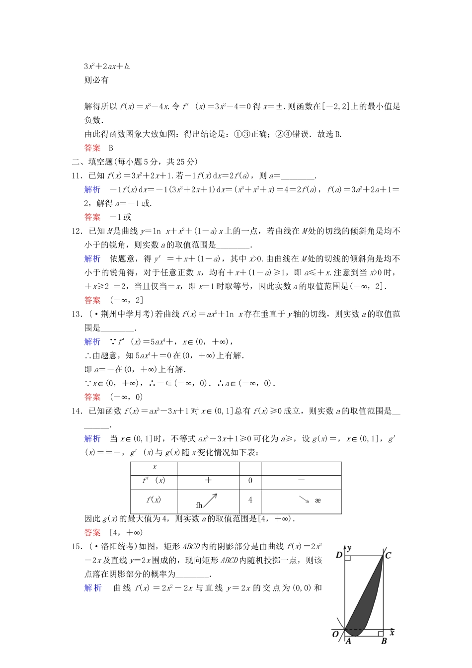 高考数学一轮总复习 小题专项集训(五) 导数及其应用增分特色训练 理 湘教版_第3页