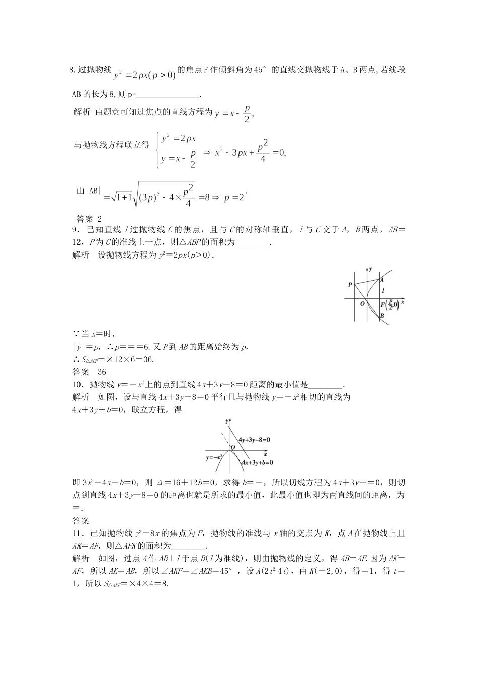 高考数学一轮复习 9.8 抛物线 理 苏教版_第2页