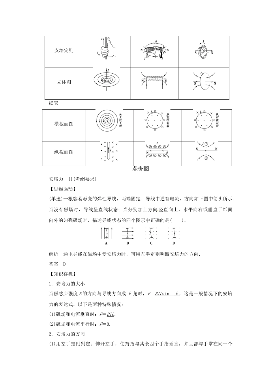 高考物理一轮 （考纲自主研读+命题探究+高考全程解密） 第1讲磁场的描述及磁场对电流的作用（含解析） 新人教版_第3页