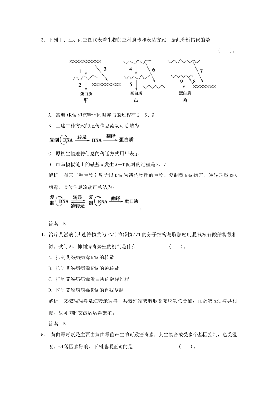 高中生物 42基因对性状的控制活页规范训练 新人教版必修2_第2页