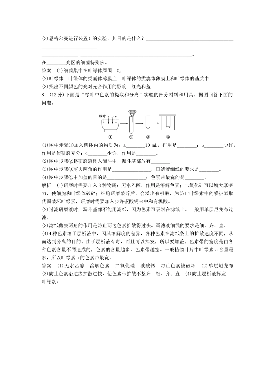 高中生物 541能量之源 光与光合作用活页规范训练 新人教版必修1_第3页