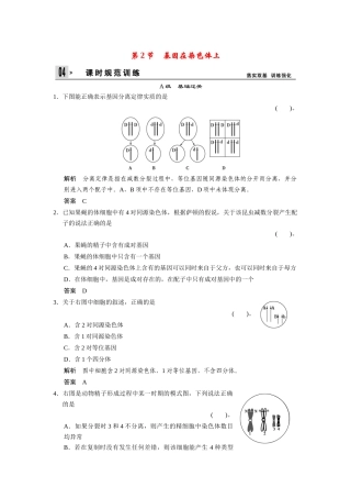 高中生物 2-2基因在染色体上同步教学导学导练 苏教版必修2
