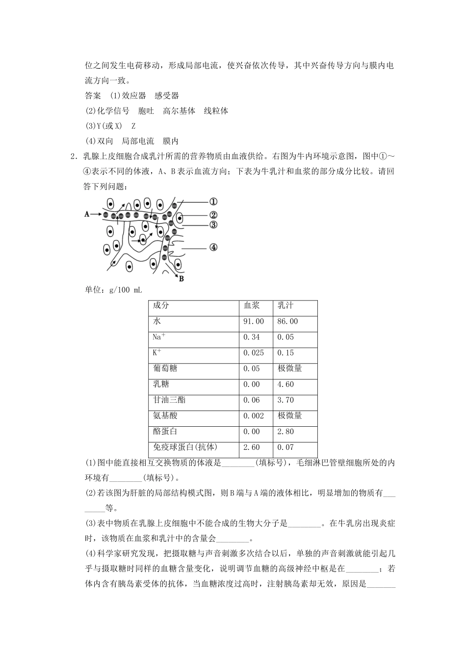 高考生物二轮专题复习  突破非选择题8个高频考点 考点5 人和动物生命活动的调节_第2页