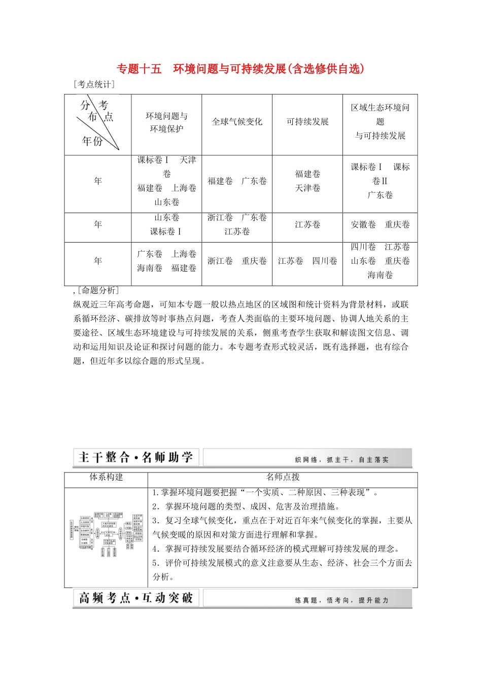 高考地理二轮复习 专题十五 环境问题与可持续发展练习_第1页