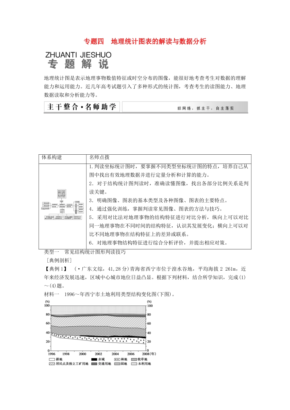 高考地理二轮复习 专题四 地理统计图表的解读与数据分析_第1页