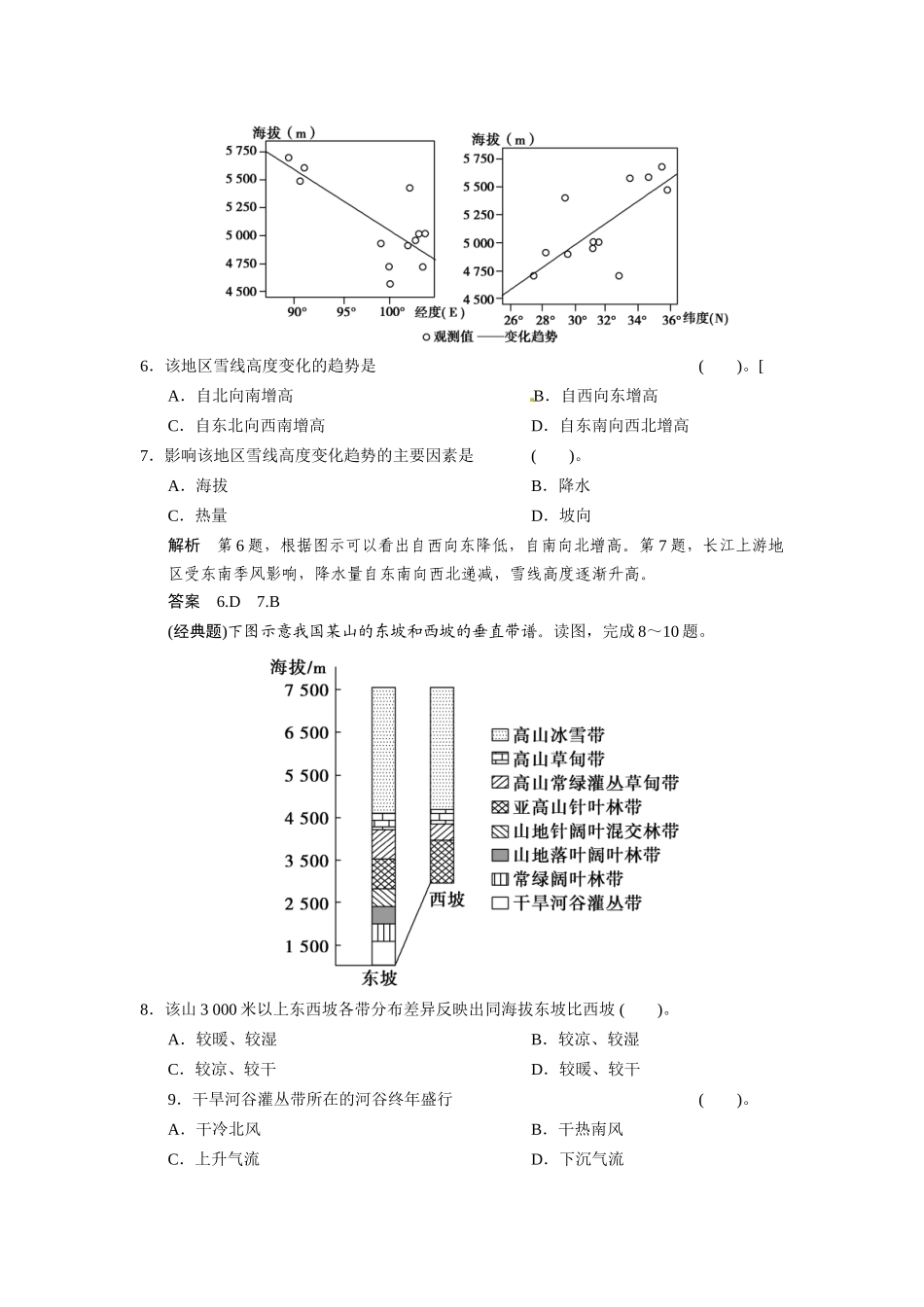 高考地理一轮总复习 必考点专练9 整体性原理和地域分异规律的应用（含解析）中图版_第3页