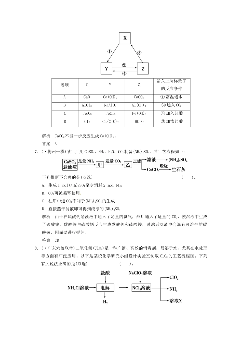 （广东专用）高考化学三轮专题复习 考前体系通关练 题型11 元素的单质及其化合物的性质与转化_第3页