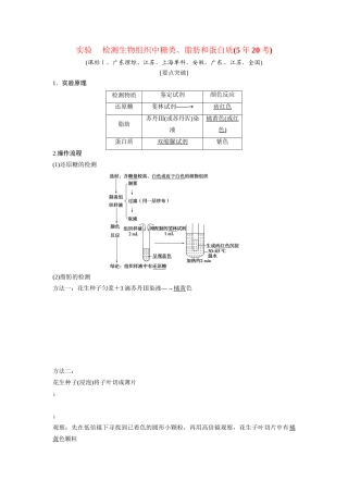 高考生物总复习 基础知识 1-1-2 组成细胞的元素及无机化合物 实验 检测生物组织中糖类、脂肪和蛋白质（520考）新人教版必修1