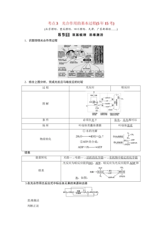 高考生物总复习 基础知识 1-3-3 能量之源 光与光合作用 考点3 光合作用的基本过程（515考）新人教版必修1
