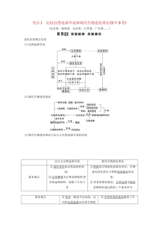高考生物总复习 考点1 比较自然选择学说和现代生物进化理论（59考）新人教版必修2