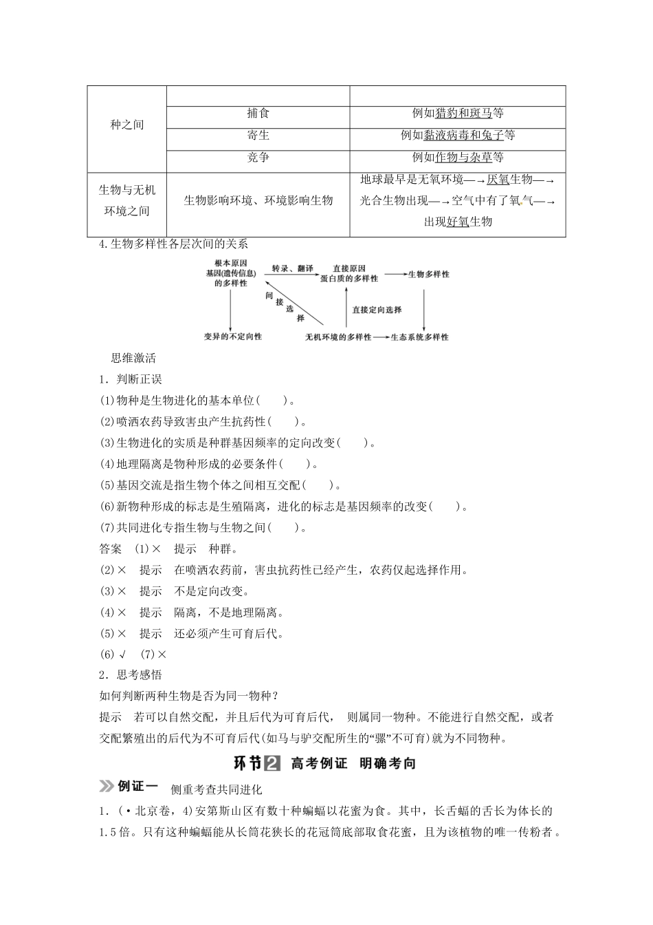 高考生物总复习 考点2 聚焦物种形成、共同进化与生物多样性（511考）新人教版必修2_第2页