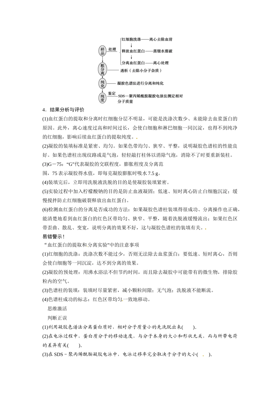 高考生物总复习 考点3 血红蛋白的提取与分离 新人教版_第2页