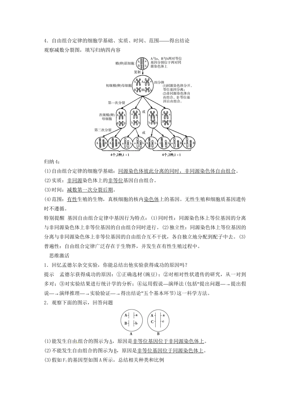 高考生物总复习 孟德尔的豌豆杂交实验（二）考点1 两对相对性状的杂交实验及其解释验证（525考)新人教版必修2_第2页