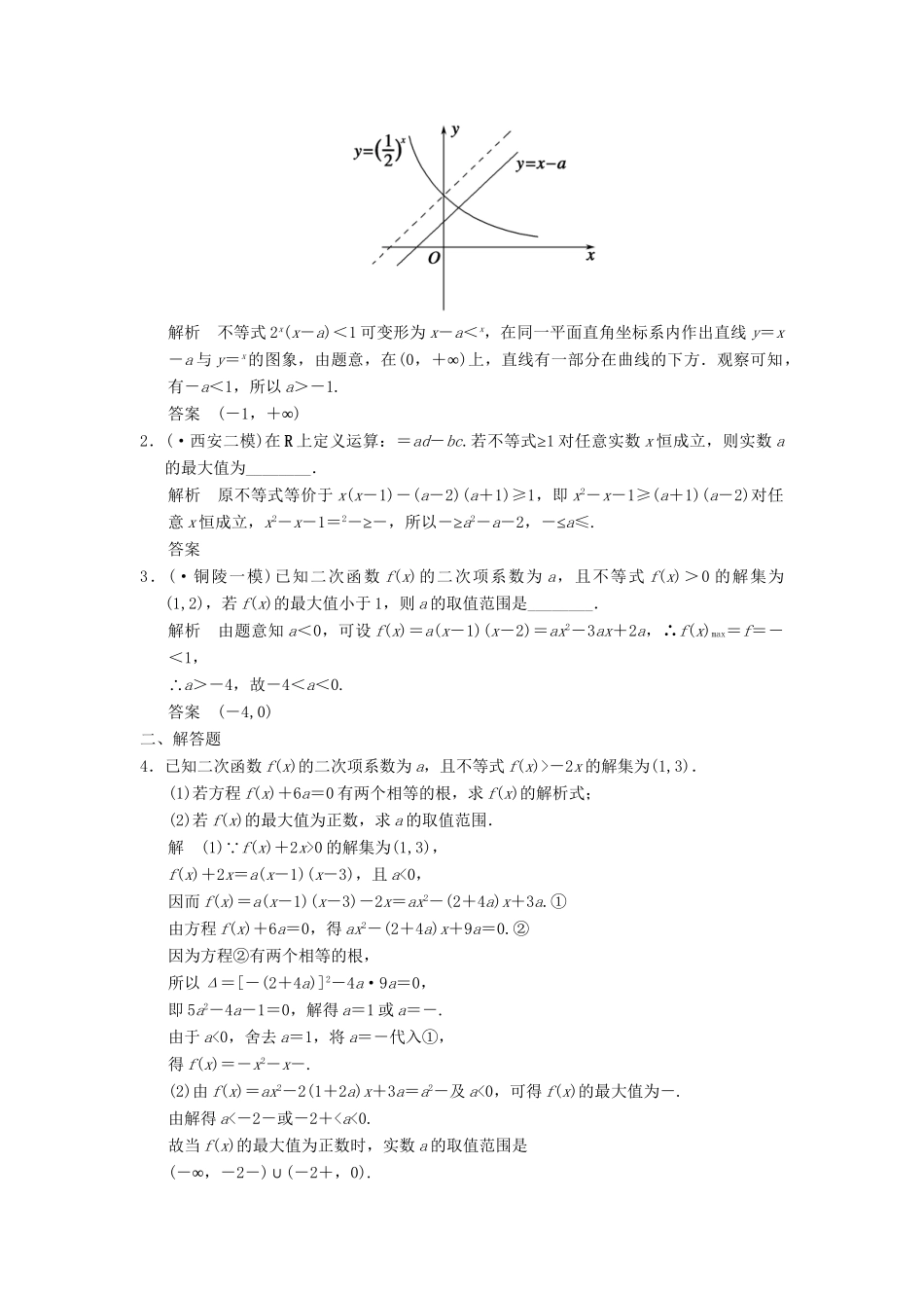 高考数学一轮总复习 7.2 一元二次不等式及其解法题组训练 理 苏教版_第3页