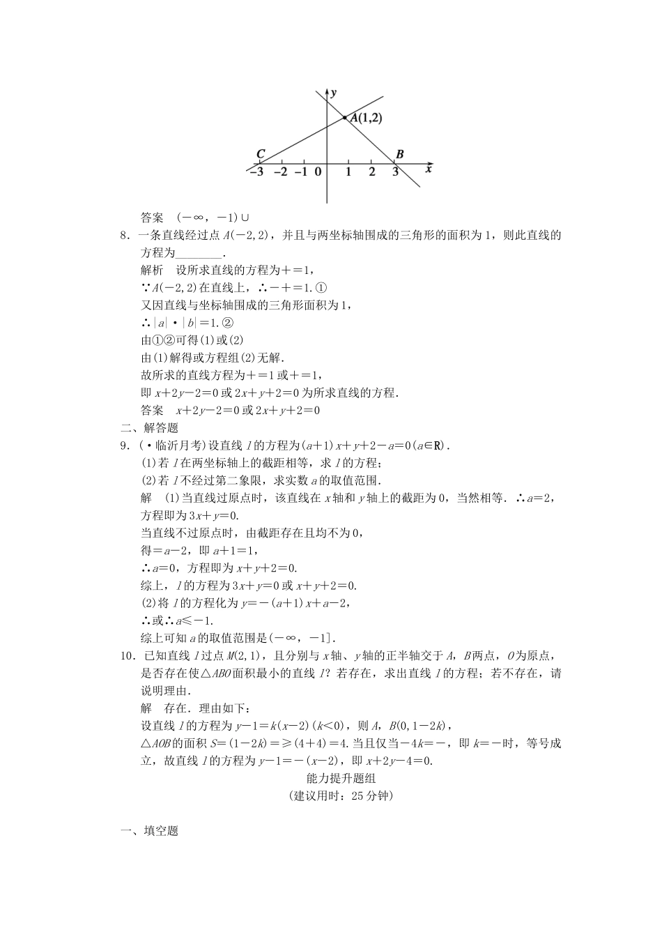 高考数学一轮总复习 9.1 直线的方程题组训练 理 苏教版_第2页