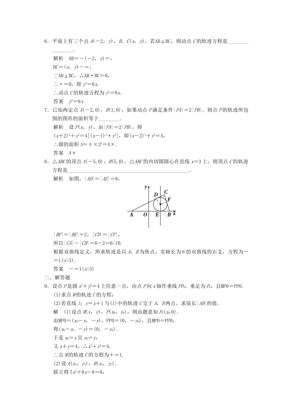 高考数学一轮总复习 10.5 曲线与方程题组训练 理 苏教版_第2页