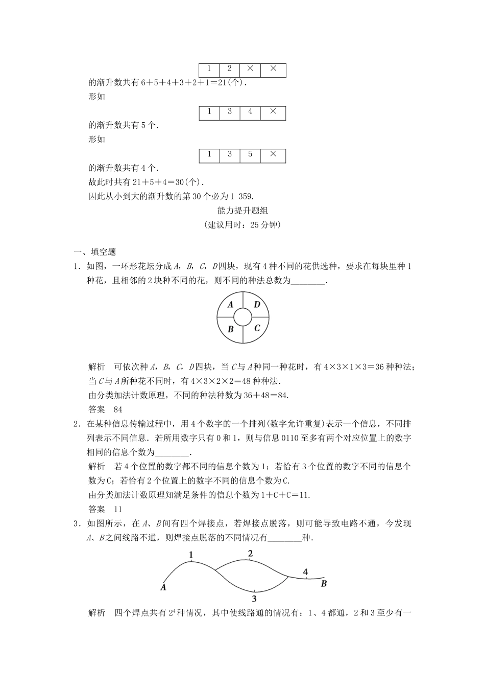 高考数学一轮总复习 11.1 分类加法计数原理与分步乘法计数原理题组训练 理 苏教版_第3页