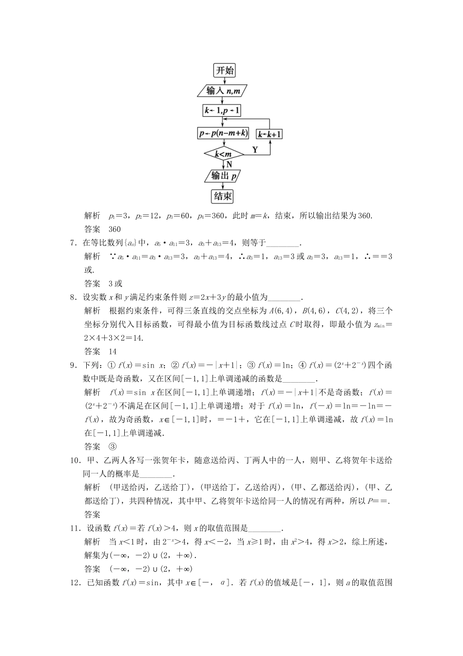 高考数学一轮总复习 常考填空题 基础夯实练1 理 苏教版_第2页