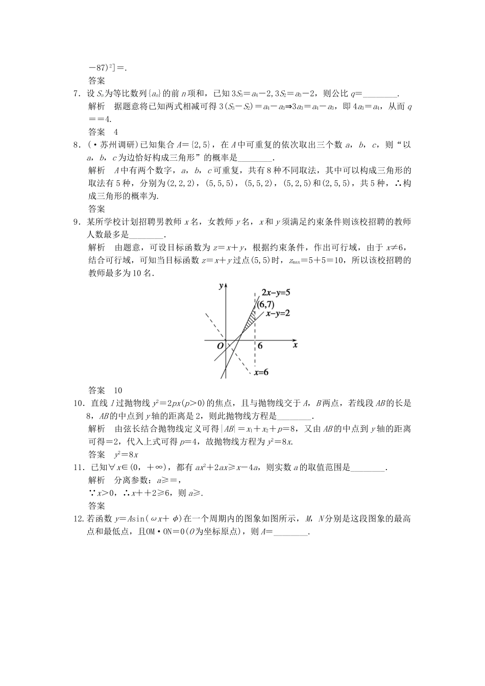 高考数学一轮总复习 常考填空题 基础夯实练4 理 苏教版_第2页