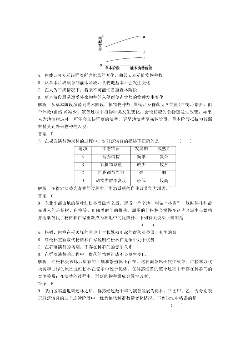 高考生物总复习 2-2 群落的结构和演替 新人教版必修3_第3页