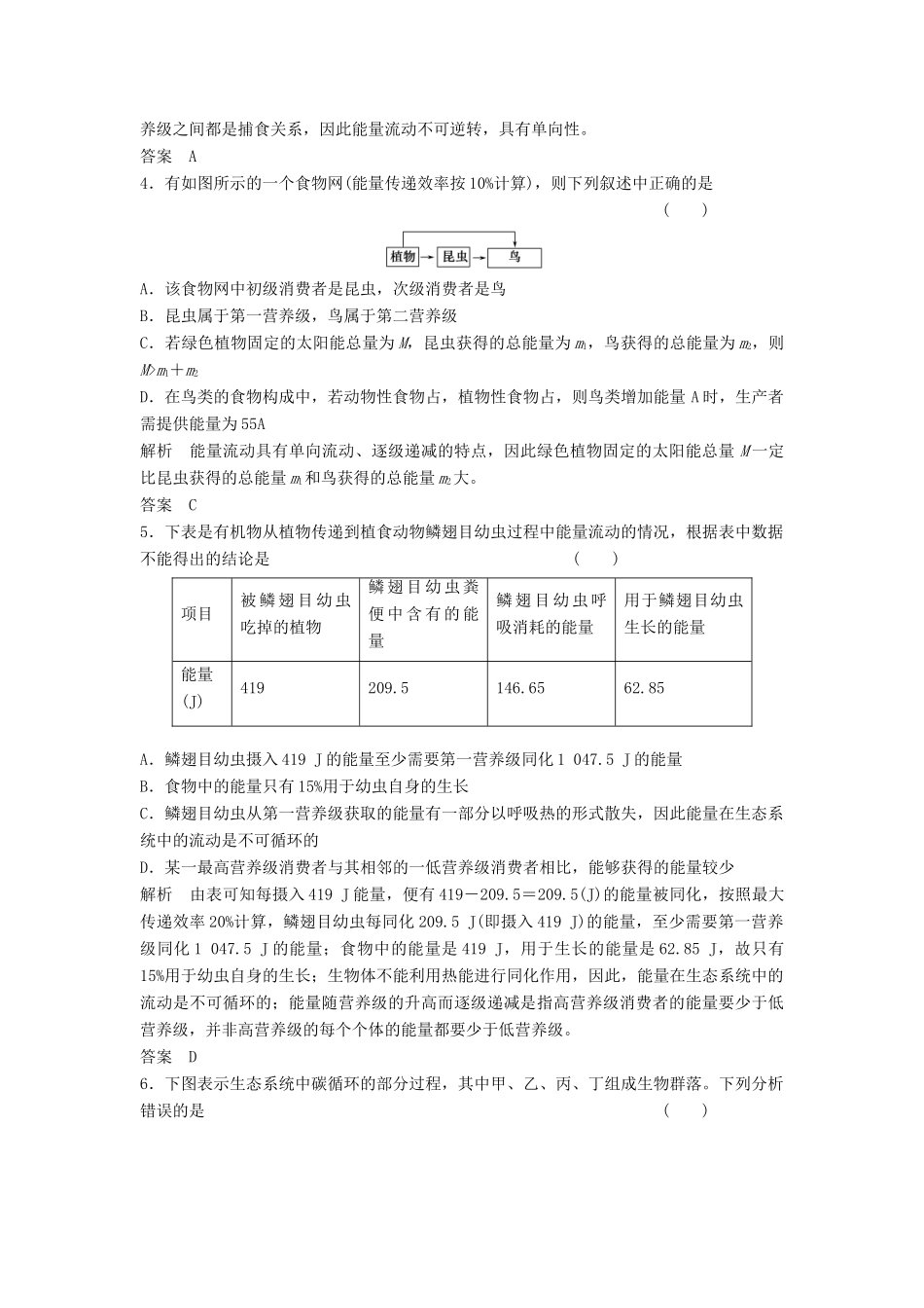高考生物总复习 2-4 生态系统的功能 能量流动和物质循环 新人教版必修3_第2页