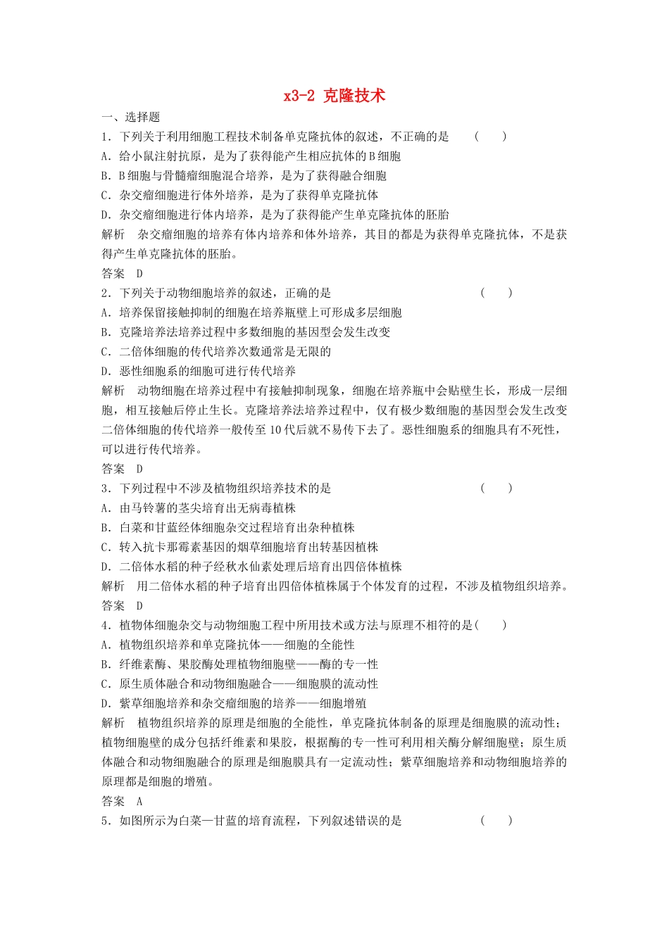 高考生物总复习 3-2 克隆技术 新人教版_第1页