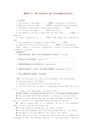 高考英语一轮总复习 Module 6 The Internet and Telecommunications练习 外研版必修1