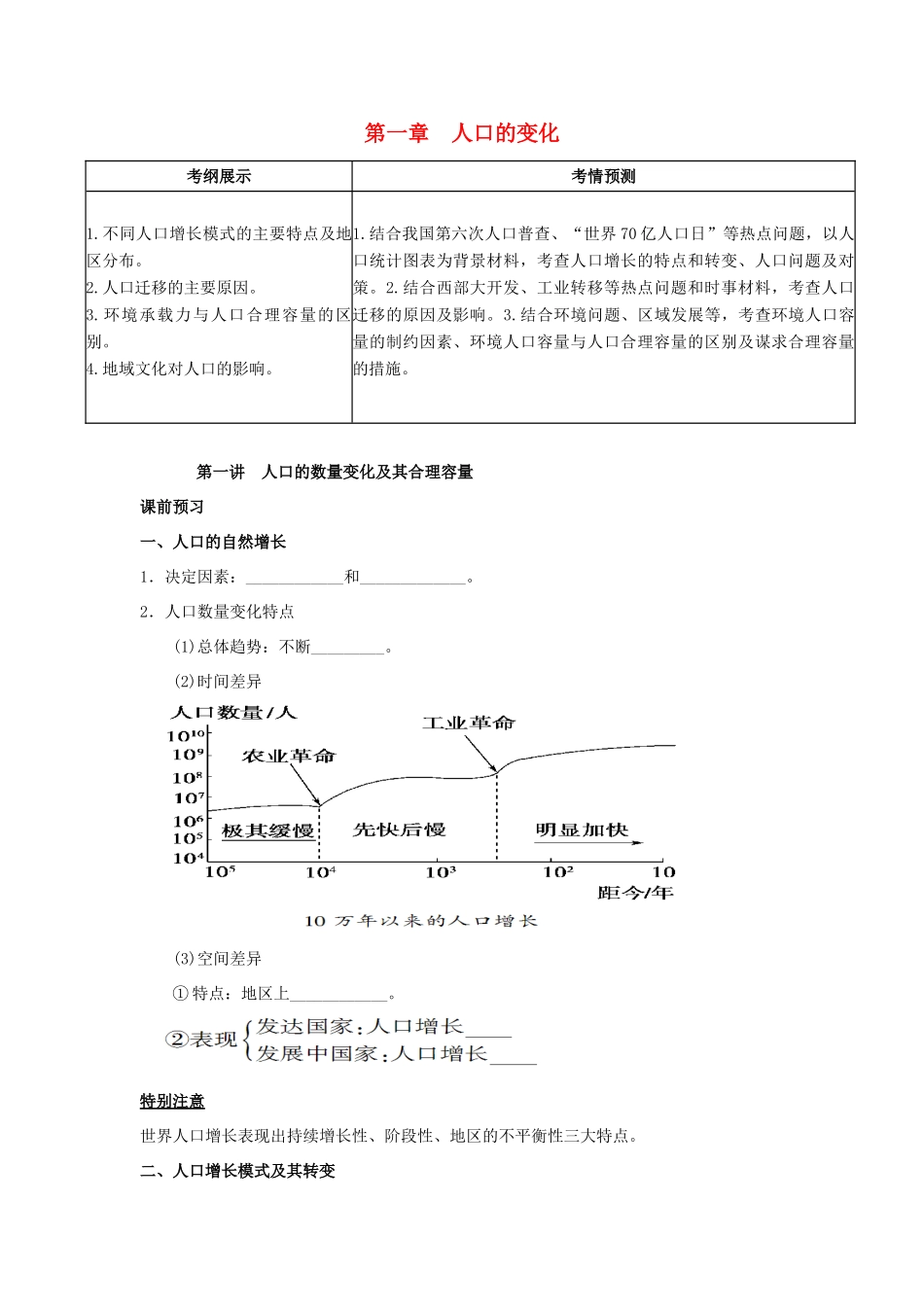 高考地理一轮复习 第1章第1讲 人口的变化 新人教版必修2_第1页