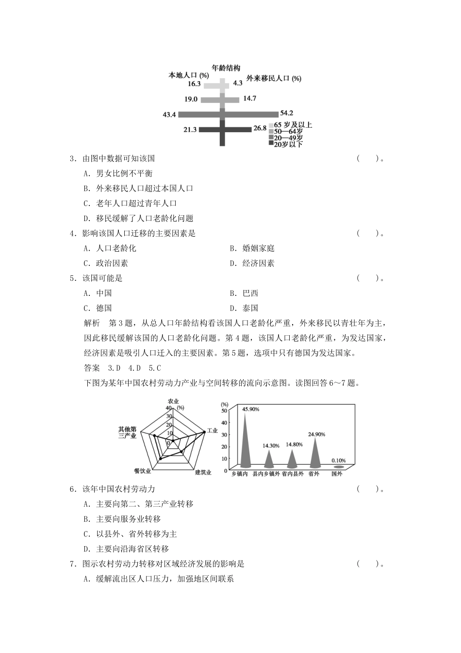 高考地理一轮复习 6.2 人口的空间变化限时规范训练 新人教版_第2页