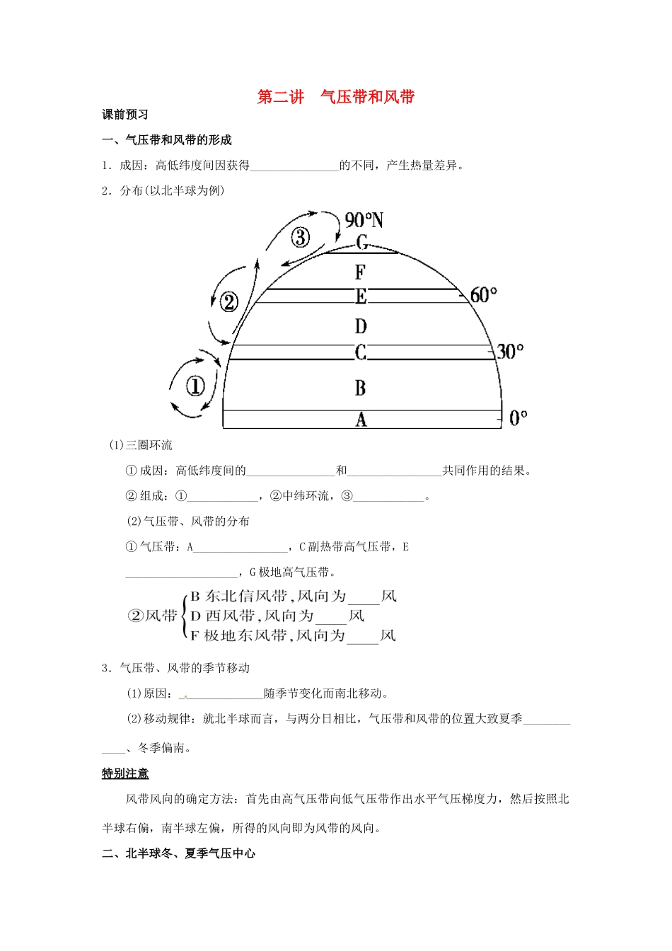 高考地理一轮复习 第2章第2讲 气压带和风带 新人教版必修1_第1页
