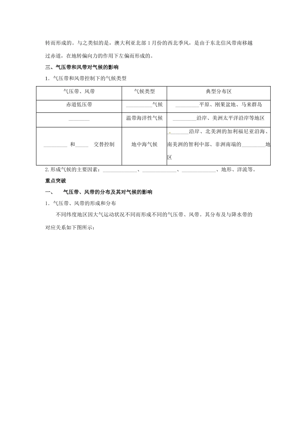 高考地理一轮复习 第2章第2讲 气压带和风带 新人教版必修1_第3页