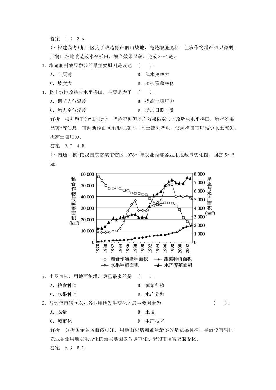 高考地理一轮复习 8.1 农业的区位选择限时规范训练 新人教版_第2页