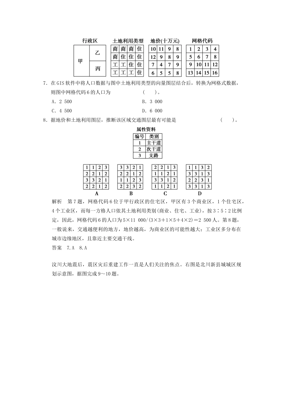 高考地理一轮复习 12.2 地理信息技术在区域地理环境研究中的应用限时规范训练 新人教版_第3页