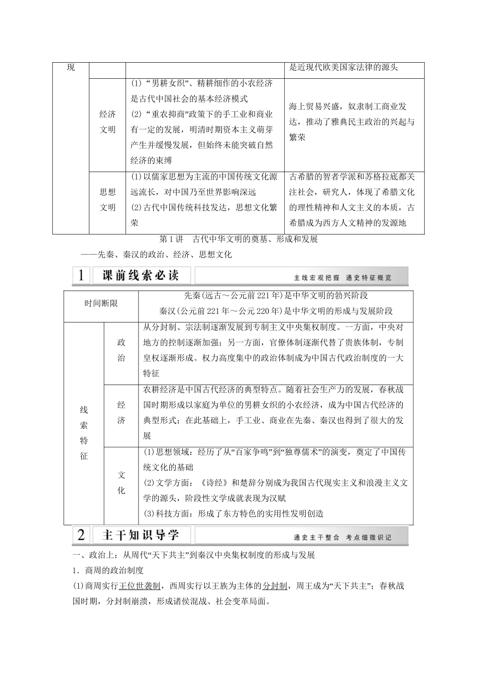 二轮专题复习 第1讲 古代中华文明的奠基、形成和发展（含最新模拟试题，含解析）_第3页