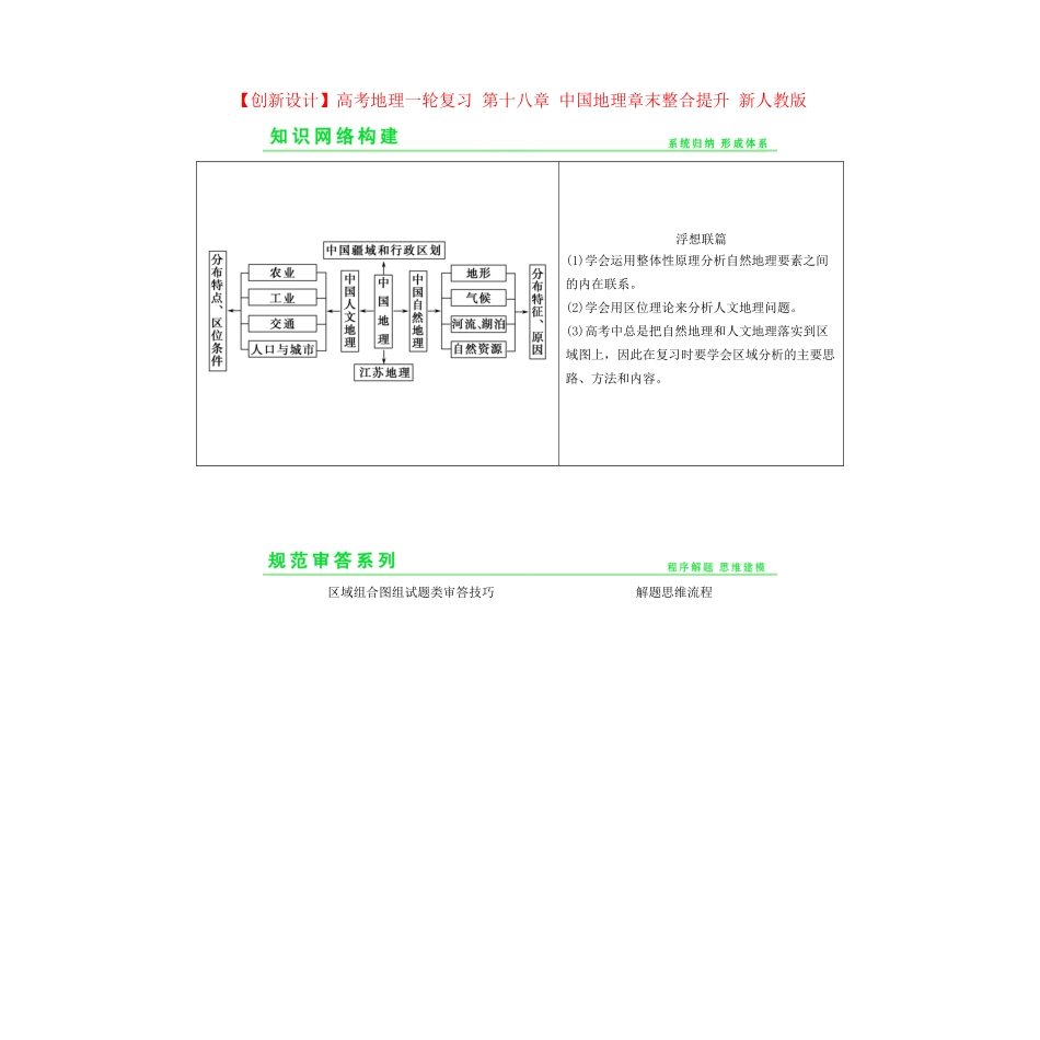 高考地理一轮复习 第十八章 中国地理章末整合提升 新人教版_第1页