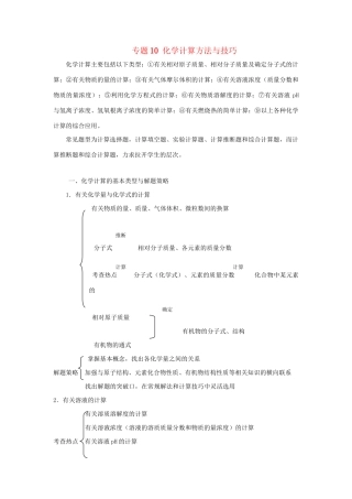 高考化学冲刺押题解题方法荟萃系列 专题10 化学计算方法与技巧