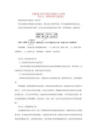 高考化学冲刺押题解题方法荟萃系列 专题15 化学实验方案设计与评价
