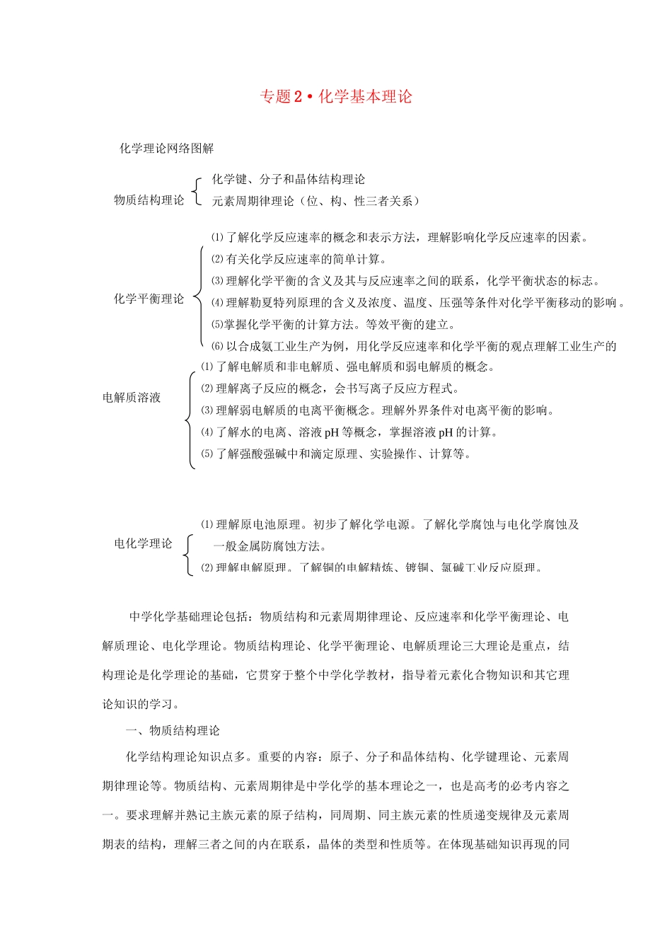 高考化学冲刺押题知识必备系列 专题02 化学基本理论_第1页