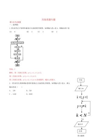 高考数学 历真题专题15 算法框图 理